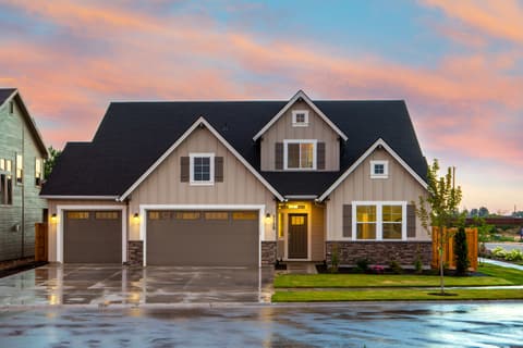 New family home at dusk