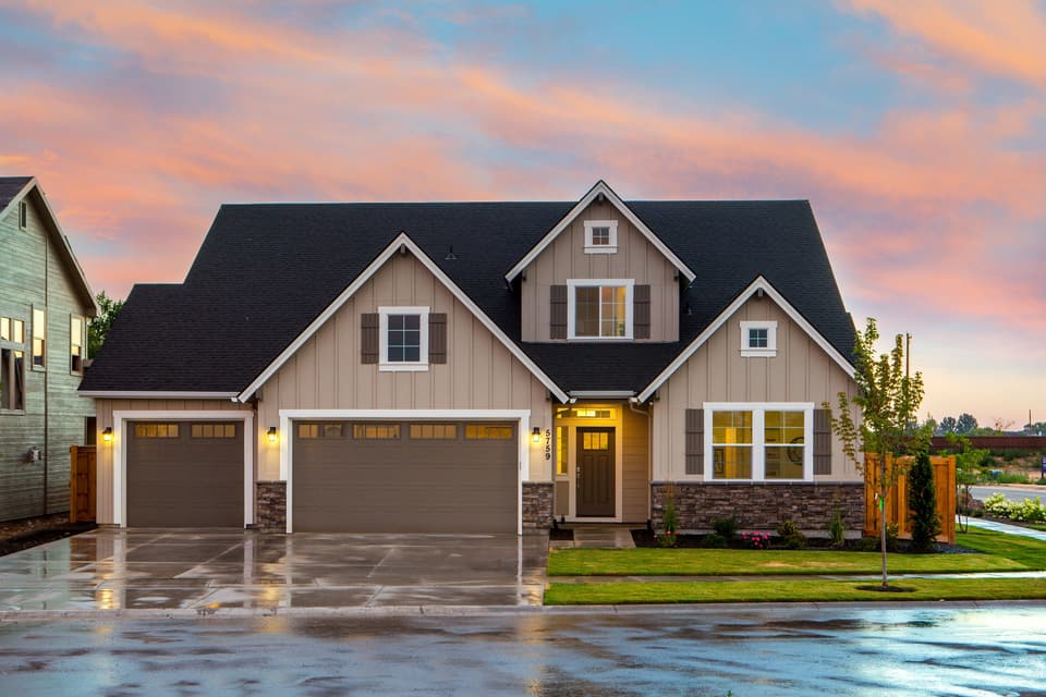 New family home at dusk