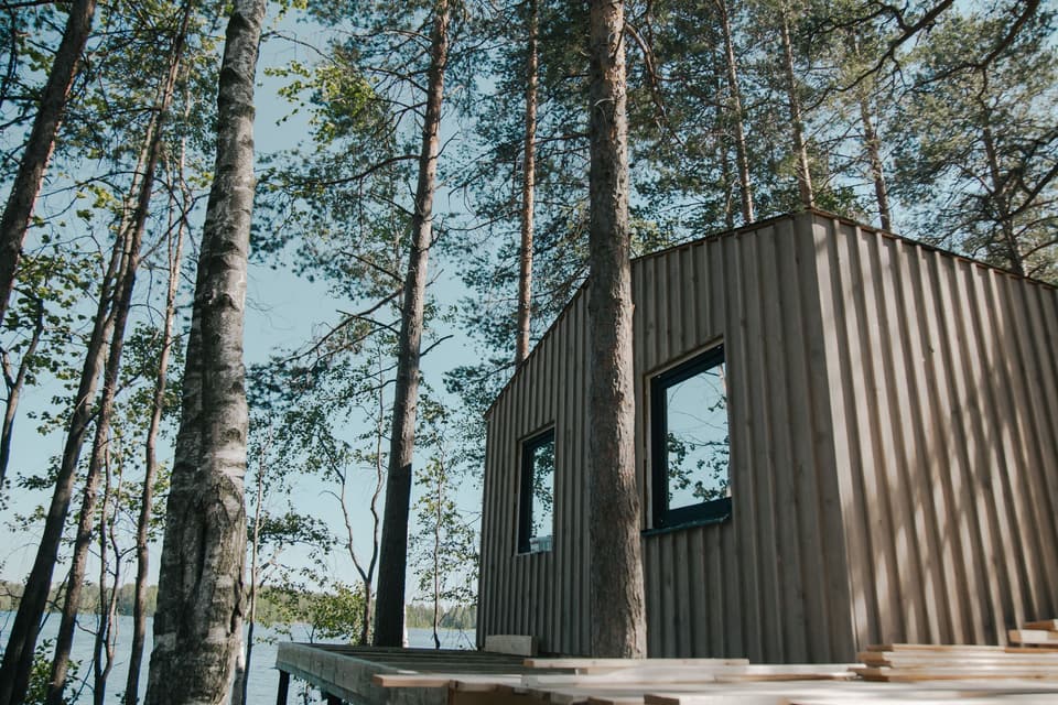 Finished cabin in the woods